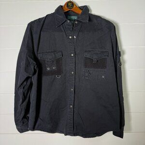 Lauren Ralph Lauren Safari Shirt with Pockets Black Size Large Vintage
